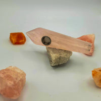 Thumbnail for Rose Quartz Crystal Pipe, add one to your bag today! If you need any assistance purchasing, feel free to reach out to our helpful team and we can review your order and needs.