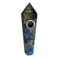Thumbnail for Deep Blue Labradorite Crystal Pipe is one of the most beautiful and incredible crystal pipes available, looks really good with a rose quartz pipe and black obsidian pipe