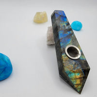 Thumbnail for Deep Blue Labradorite Crystal Pipe one of the most popular gemstone pipes, may aid helping opening your crown chakra! A great gift to anyone