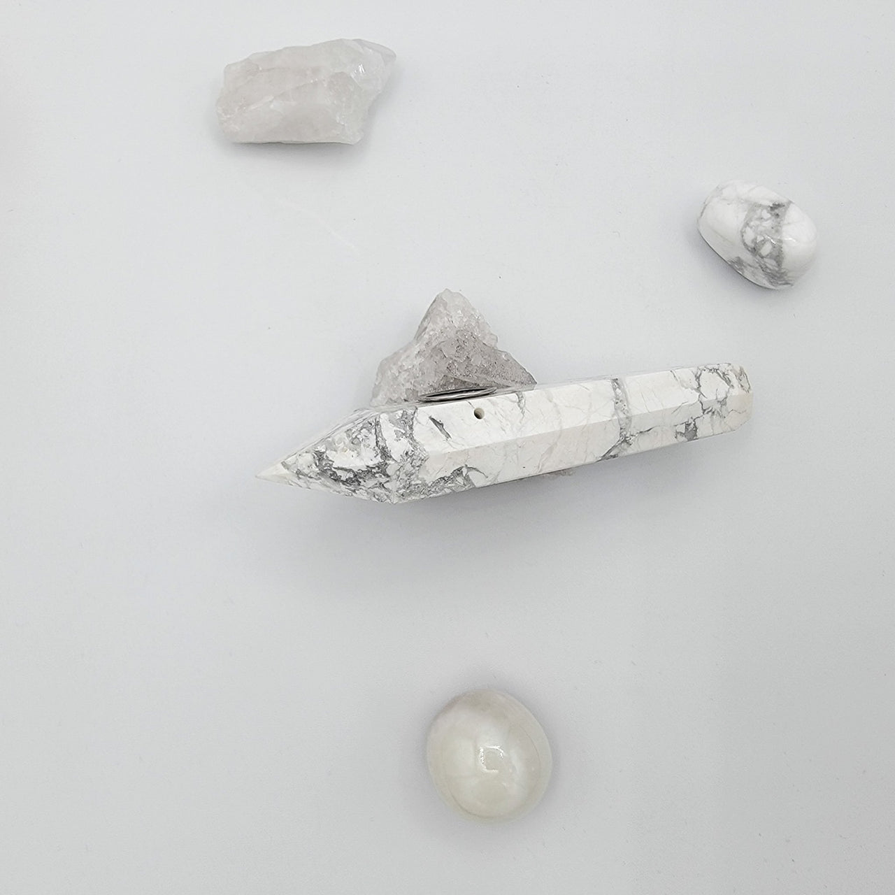 Marble Vibe (Howlite) Crystal Pipes 