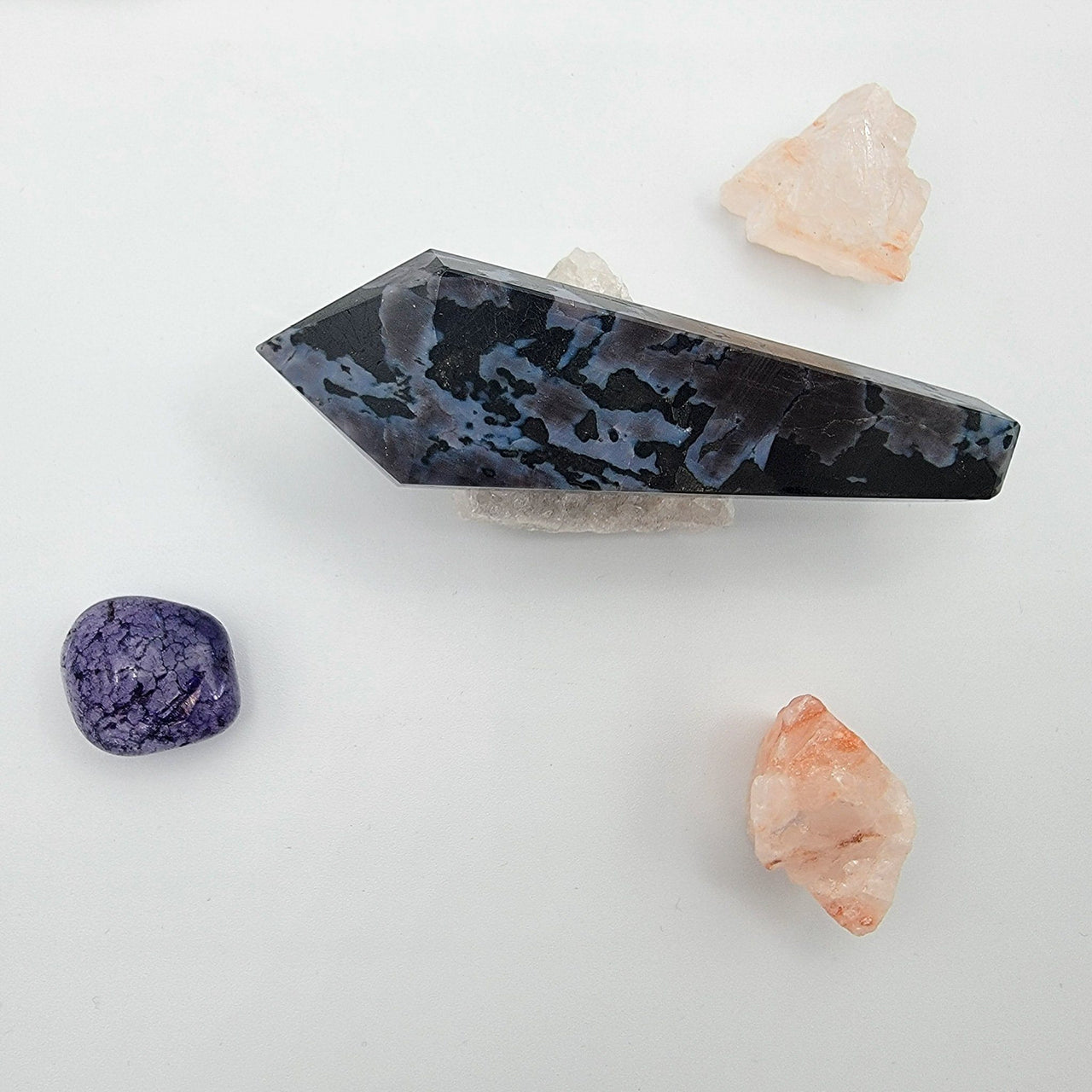 Rock And Roses (Black Alabaster) Crystal Pipes 
