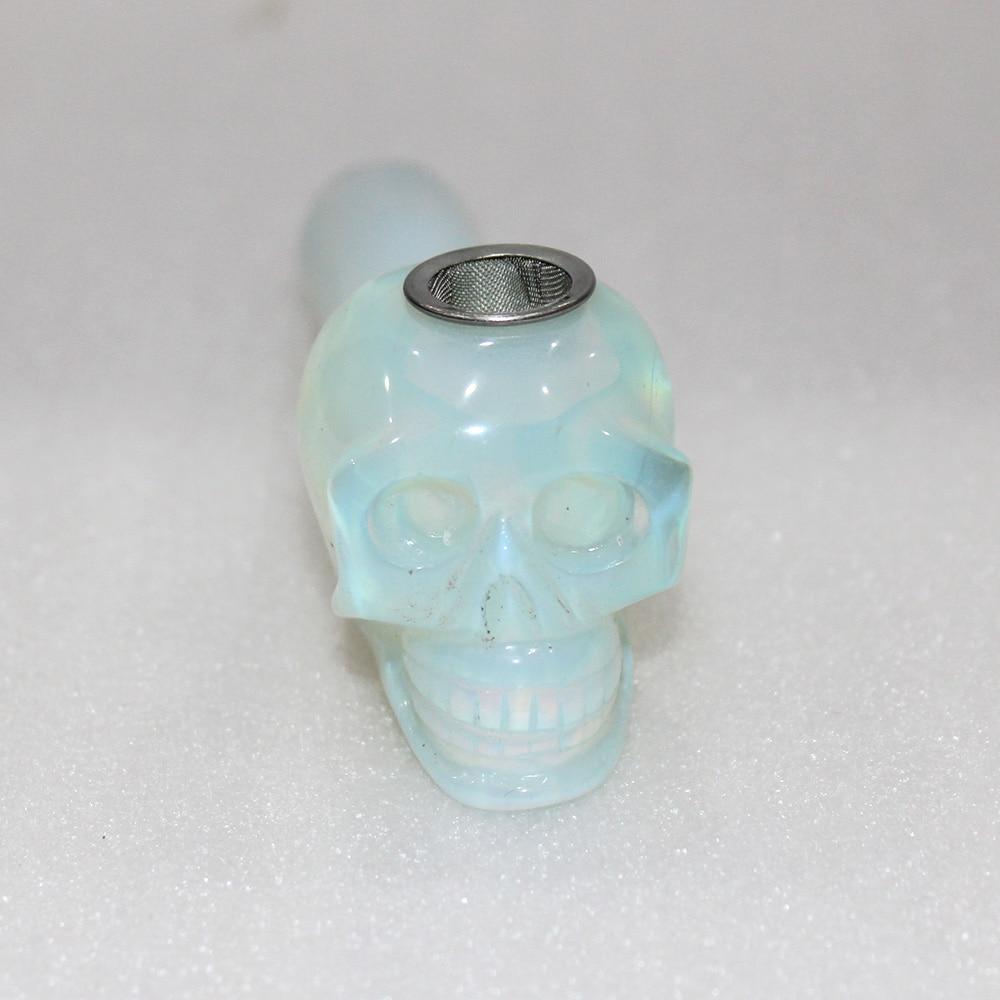 Skull Shaped Sky Blue Crystal Pipes 